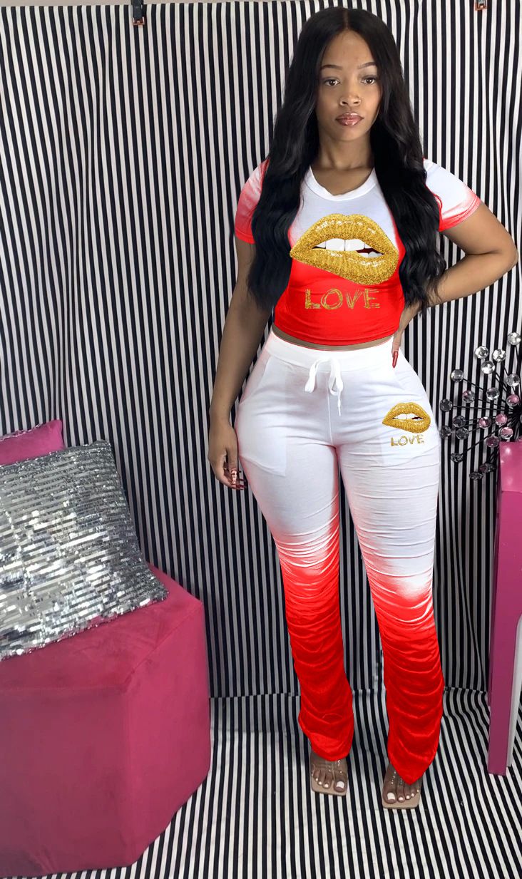 designer stacked pants