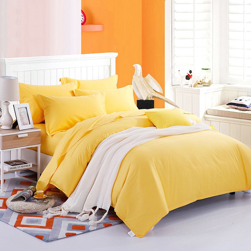 Yellow Color Duvet Cover Sets For Single Double Bed Kids Adults 6