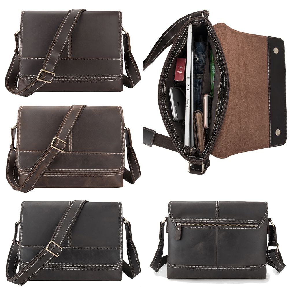 Men Leather Shoulder Briefcase Messenger Crossbody Bag Business Handbag Tote