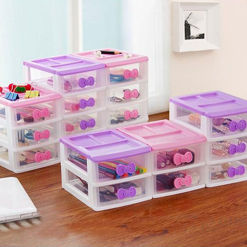 2019 Mini 2 3 4 Tiers Clear Makeup Drawers Display Storage Case