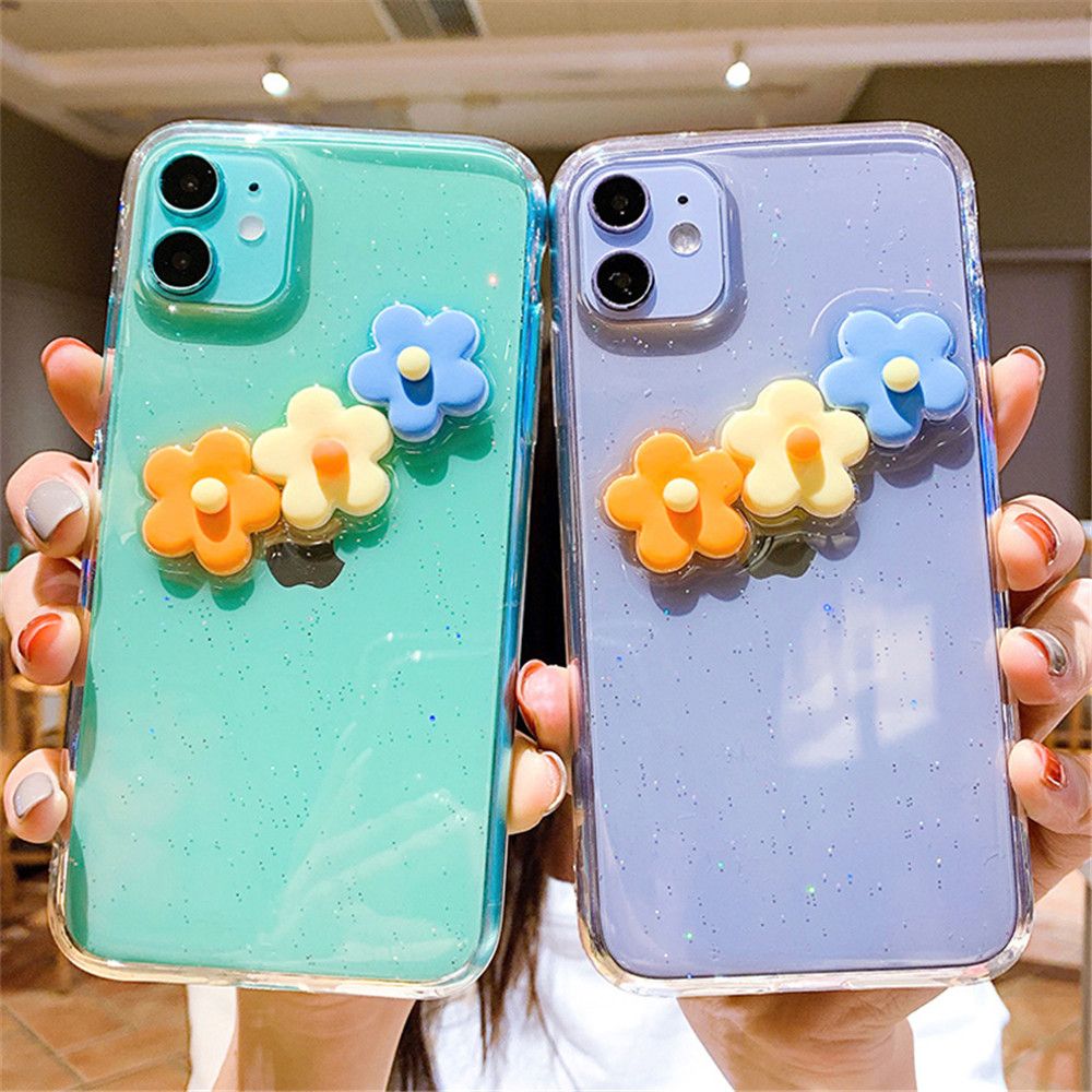 3D Flowers Bling Glitter Phone Case For IPhone 11 Pro Max X XR XS Max 8
