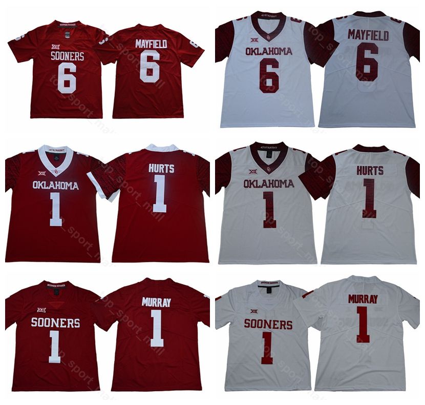 2021 New Style College 1 Kyler Murray Jersey Men Red White ...