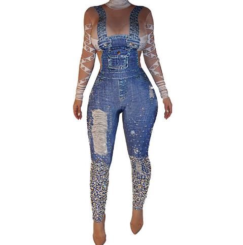 blue jean jumpsuit