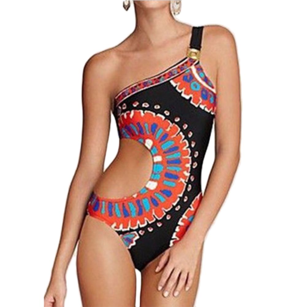cut out one shoulder one piece swimsuit