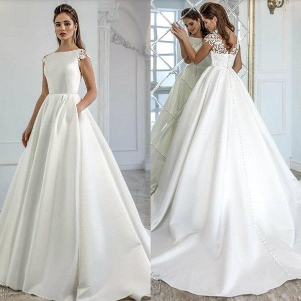 a line bateau wedding dress