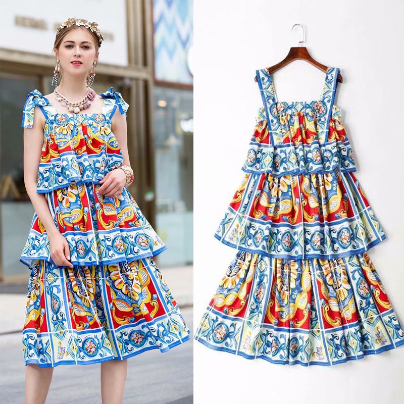 2019 Runway Catwalk Dgstyle Summer Casual Beach Dresses Sundress Floral Print Strap Evening Party Formal Dresses Sundress Vestidos Femme Dress For Cocktail Party Long Striped Dress From Carmenleejm 43 6 Dhgate Com