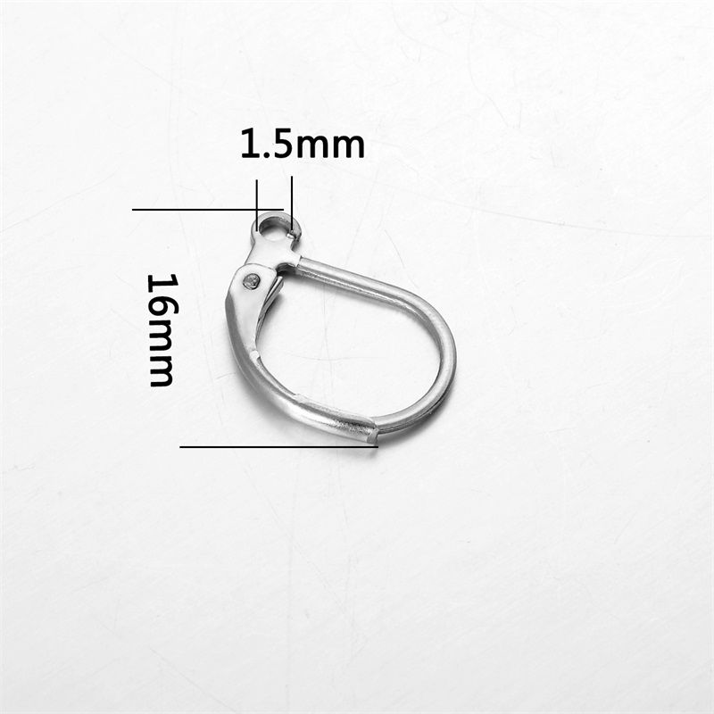 10PCS Stainless Steel Silver Tone Ear Wire Lever Back Open Loop French Earring Hook Jewelry 14.5mmx12mm