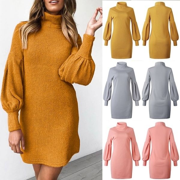 puff sleeve jumper dress