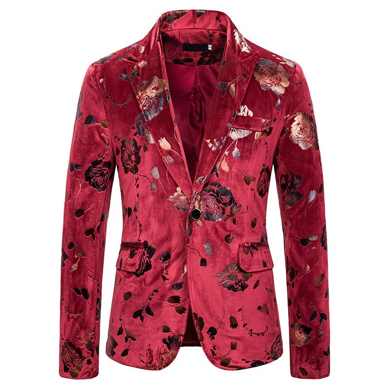 red floral suit jacket