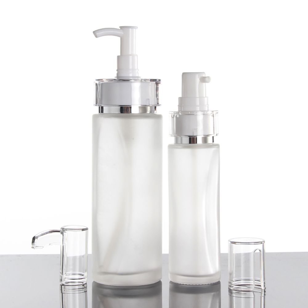 Clear Frosted Glass Lotion Bottle,Skin Care Container 40ml With Cream