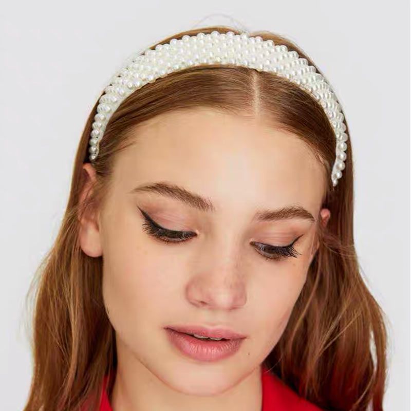 2019 Just Feel Imitation Pearl Wide Hair Band For Women Wedding