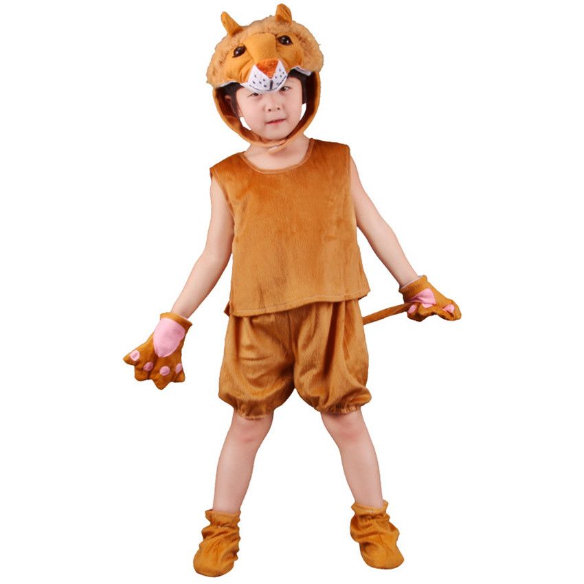 4pcs set de Cosplay del traje de León Animales Monos partido de los niños Carnaval