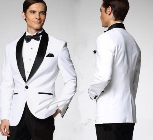 Compra Blazer Blanco Pantalón Negro Traje De Boda 2 Piezas Novio Esmoquin  Oficial Padrino De Boda Solapa Personalizado Chaqueta + Pantalones Barato |  Entrega Rápida Y Calidad | Es.Dhgate