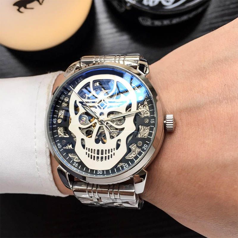 Koop Hoge Kwaliteit Heren Luxe Horloge Roestvrij Staal Ghost Hoofd Skeleton Merk  Horloges Automatische Machines Holle Polshorloges Klok Geschenken Goedkoop  | Snelle Levering En Kwaliteit | Nl.Dhgate