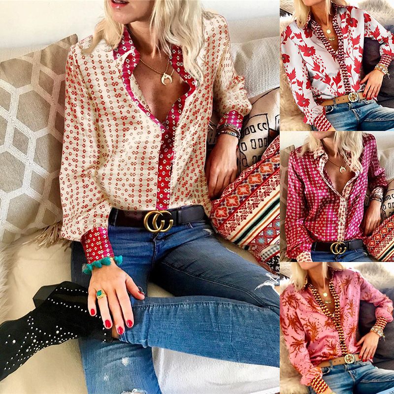 Acheter Floral Vintage Satin Chemisier Femme Automne Casual Tops Manches Longues Elegant Bureau Taille Plus Soie Blous Chemises De 13 07 Du Blueberry12 Fr Dhgate Com