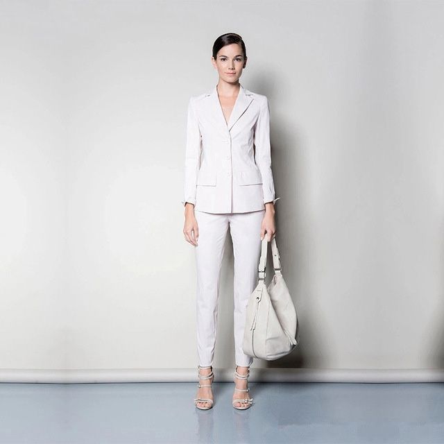 white fitted trousers ladies