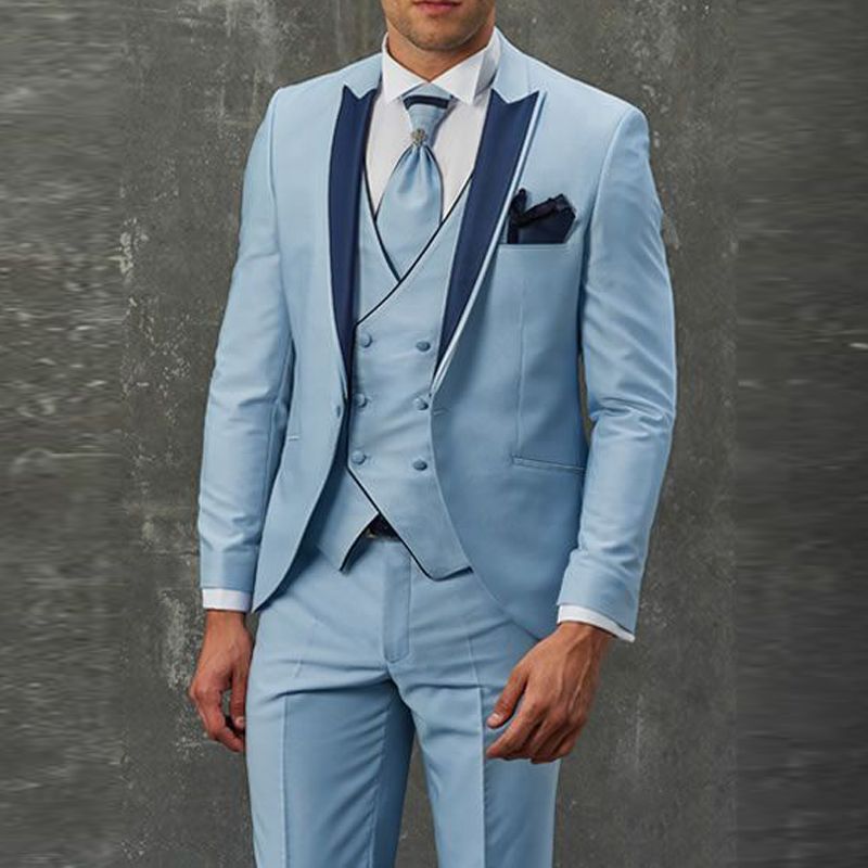 Gilet Doppio Petto Azzurro Chiaro Da Uomo Smoking Da Sposo Uomo Smoking Da  Sposa Uomo Groomsmen Vestito Personalizzato Slim Fit Smoking Dello Sposo Da  75,05 € | DHgate Italy