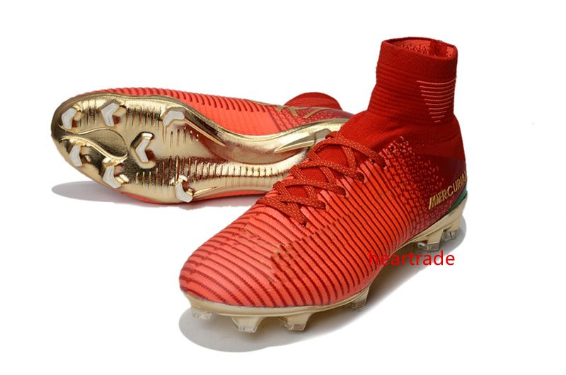 red and gold football boots