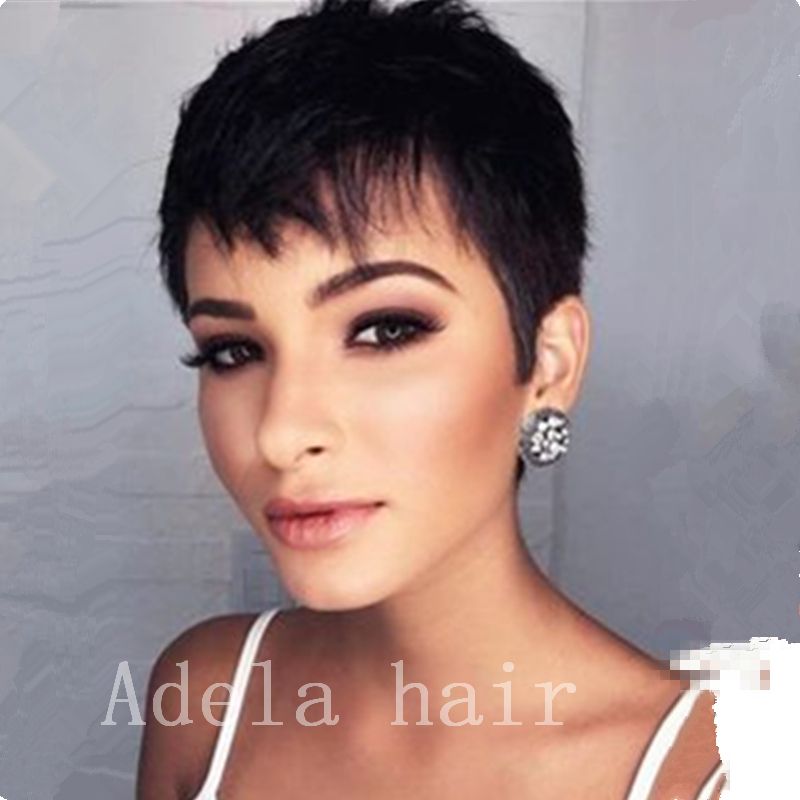 Short Cut Human Hair Wigs For Women Glueless Short Pixie Cut Wigs Can Be Dyed And Permed Donald Trump Wig Foxy Silver Wigs From Adelahair 42 9