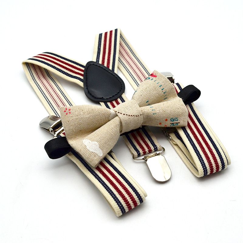 Stripe Jarretel + Khaki Bows