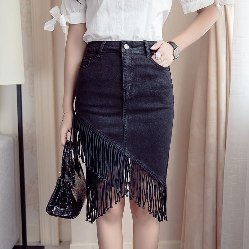 fishtail denim skirt