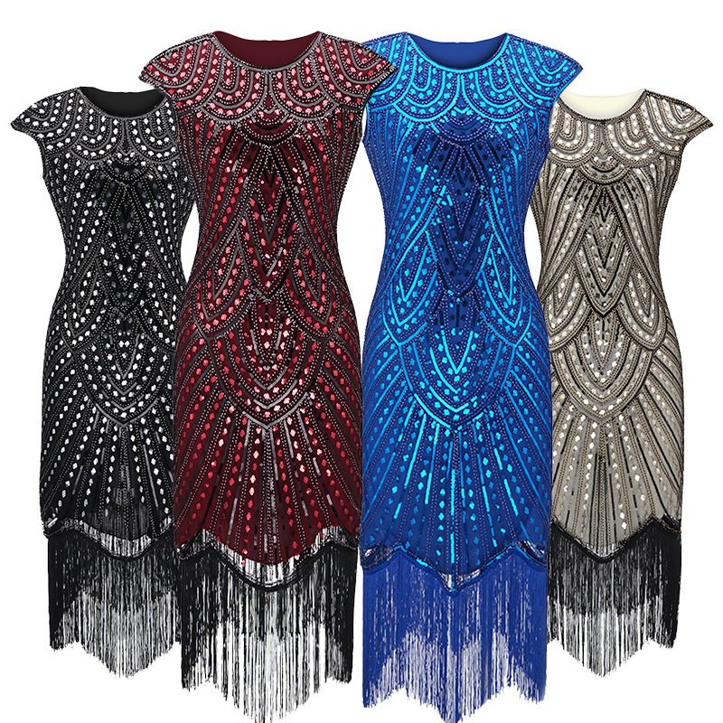 blue and gold cocktail dress