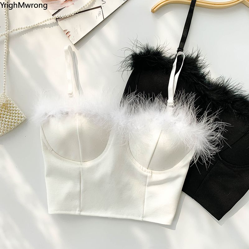 white fur bralette