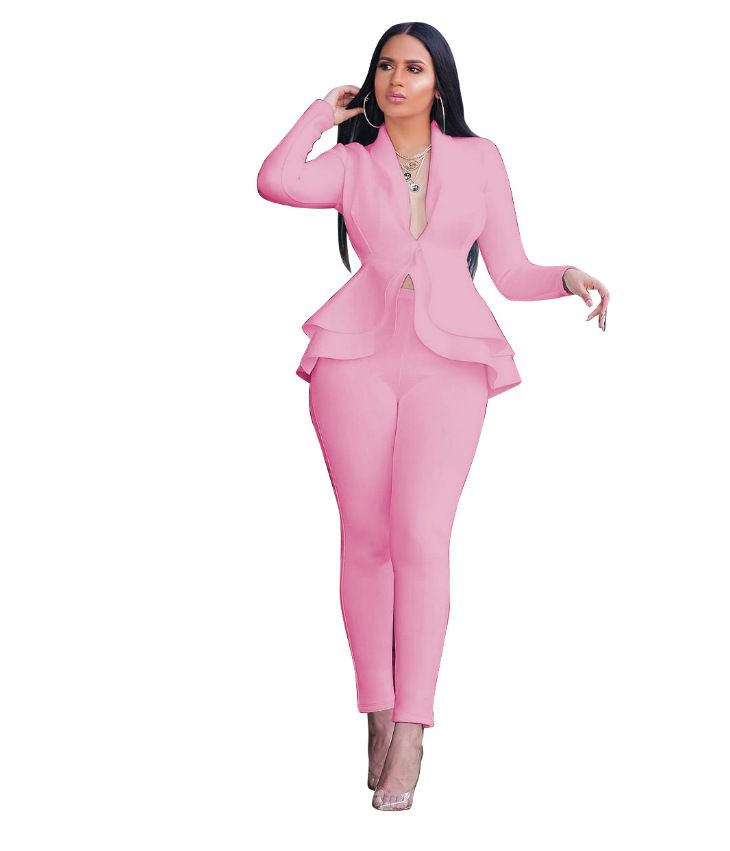 Compra Mujer Volante Olla Estilo Uniforme Traje Casual Diseño De Primavera  V Cuello Lápiz Pantalones Conjuntos Damas Elegante Moda Ropa Barato |  Entrega Rápida Y Calidad | Es.Dhgate