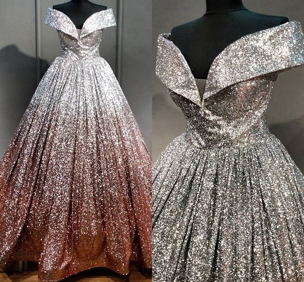 rose gold and silver prom dress