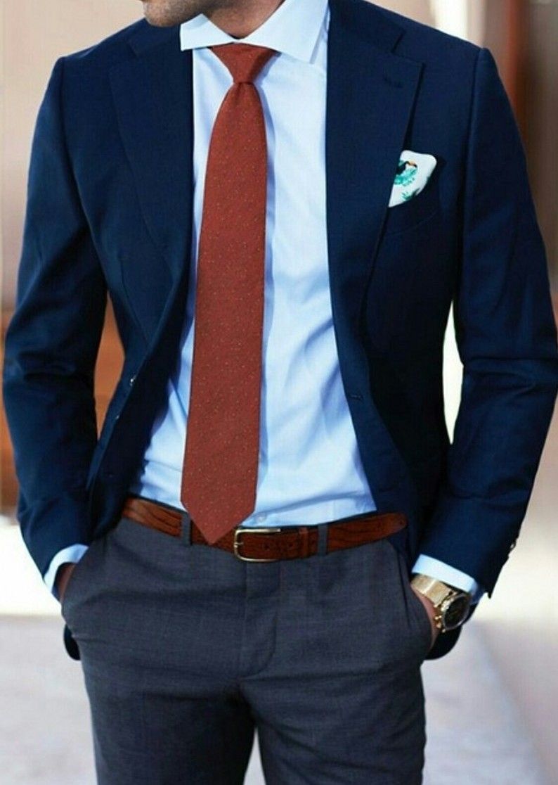 Compre Azul Marino De La Boda Trajes Para Hombre Con Pantalón Gris Traje  Formal Chaqueta De Negocios Con Pantalones 2 Piezas Slim Fit Hombres Traje  De Esmoquin YM A 67,97 € Del