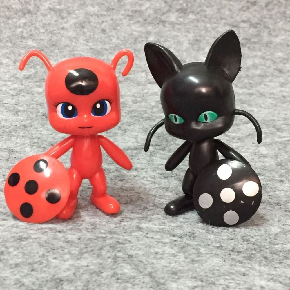 6Pcs Miraculous Ladybug Tikki Noir Katze plagg Adrien Figuren Puppe Spielzeug