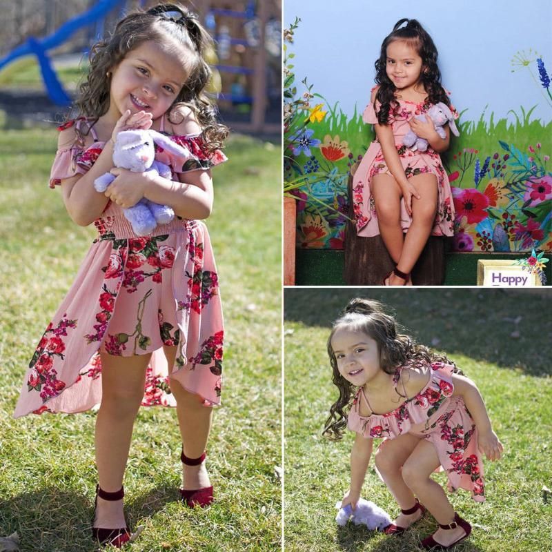 Efaster Toddler Baby Girls Clothes,Dots Print Doll Collar Romper Jumpsuit