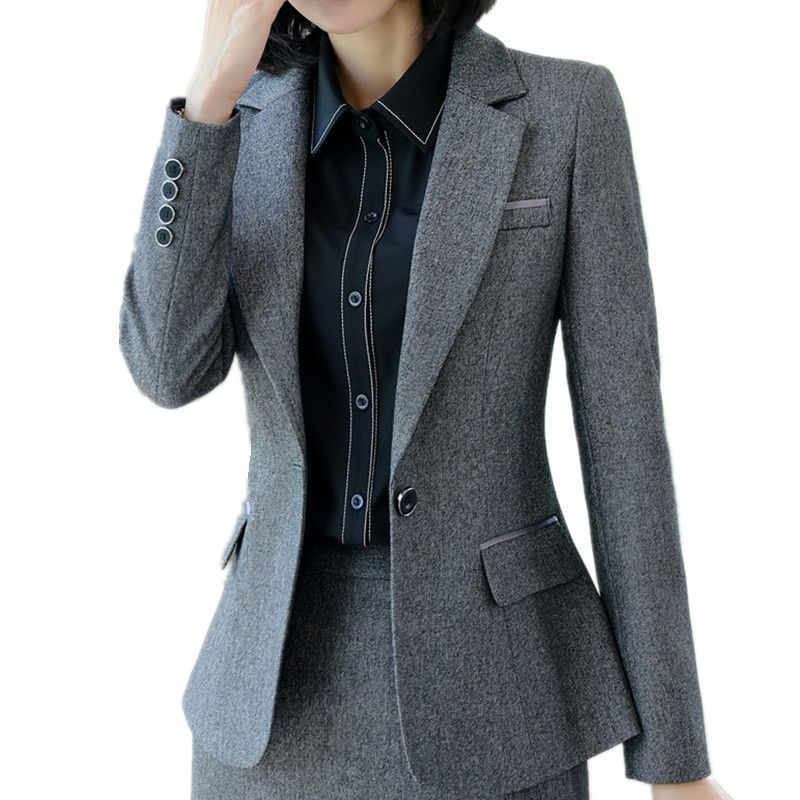 Otoño invierno Business blazer ropa de mujer entrevista formal de manga chaqueta delgada