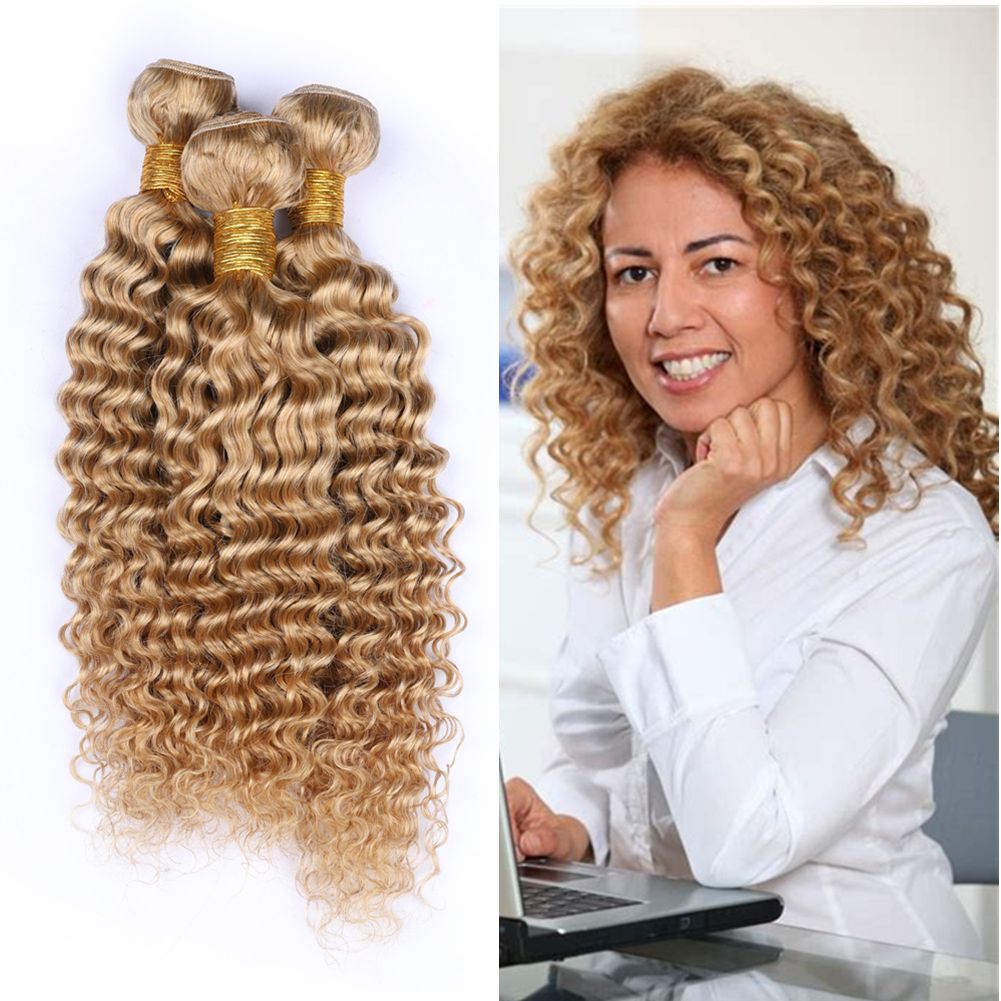 Honey Blonde Wet And Wavy Human Hair 3bundles 100 Virgin Deep