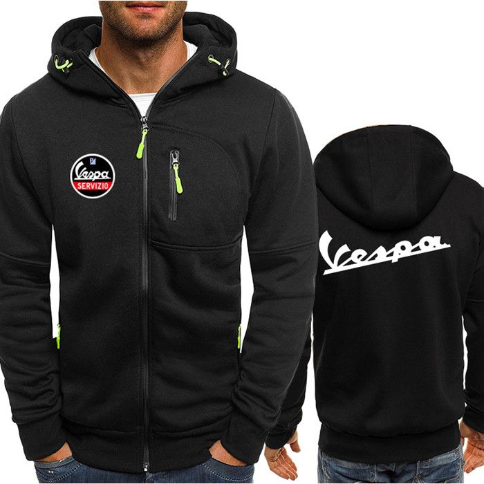 Vespa Servizio Imprimir Hombres Deportes Ropa Casual Sudaderas Con Capucha Chaqueta cremallera de Primavera Otoño Chaqueta de punto Sudaderas Abrigo de invierno Chándal