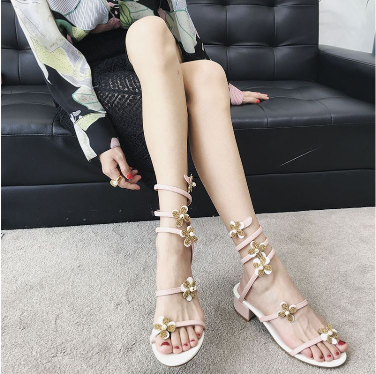 Zapatos Nuevos De Mujer De Moda Sandalias De Correa De Bobin 