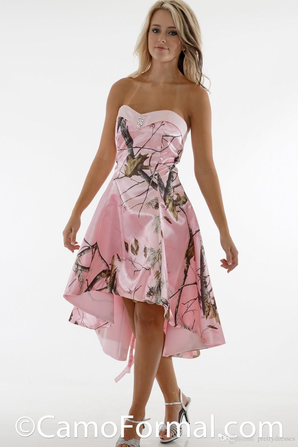 pink camo bridesmaid dresses