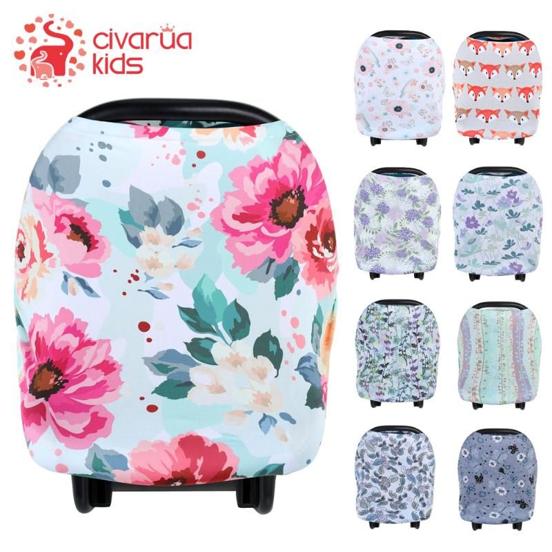 High Chair Baby Car Seat Canopy Carseat Covers Stretchy Spacious Soft Breathable Multi-Use Carrier Cover Up for Stroller Nursing Cover Mom Breastfeeding Scarf Shawl Shopping Cart