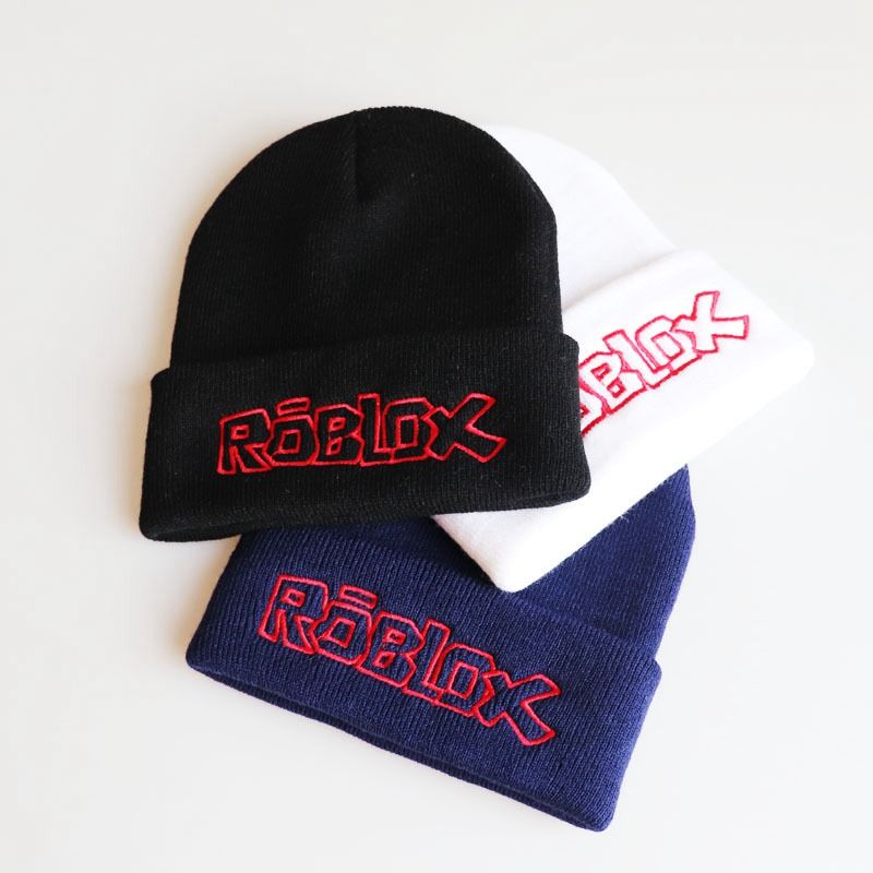 Roblox Embroidery Knit Cap Game Yarn Caps Pullover Cap Man Woman - roblox white biker cap