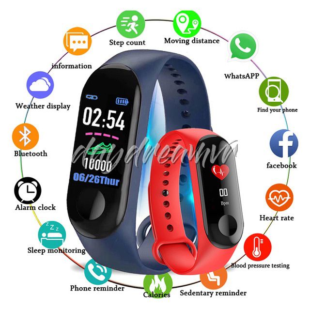 Suministro Al Por Mayor Pulsera De Reloj Inteligente Inteligente M3 Monitor  De Ritmo Cardíaco Del Bluetooth SmartBand Aptitud De La Salud Inteligente  Banda Para Android IOS Actividad De Seguimiento De Colorido De