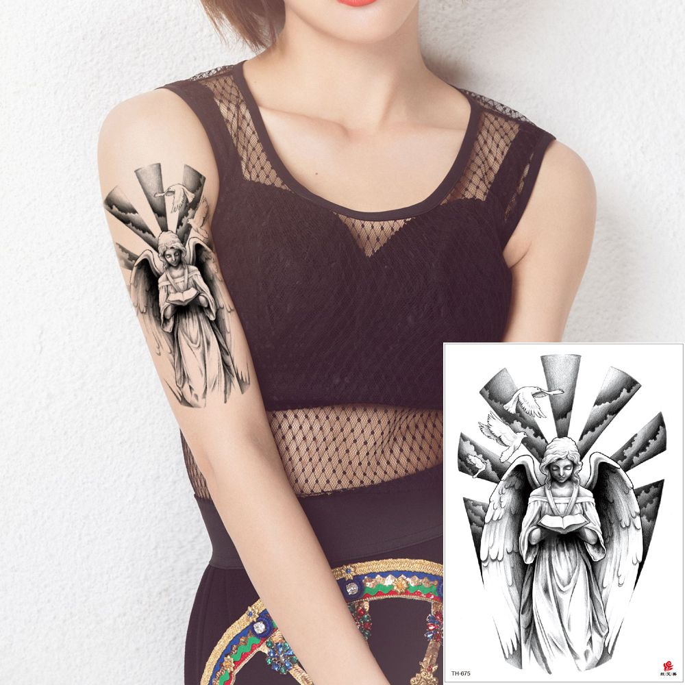 Sexy Angel Wing Tattoo Fake Black Temporary Body Art Decal Bird Nun Goddess Feather Designs Tattoo Sticker for Woman Man Waterproof Transfer Sexy Angel Wing Tattoo Fake Black Temporary Body Art Decal Bird Nun Goddess Feather Designs Tattoo Sticker for Woman Man Waterproof Transfer