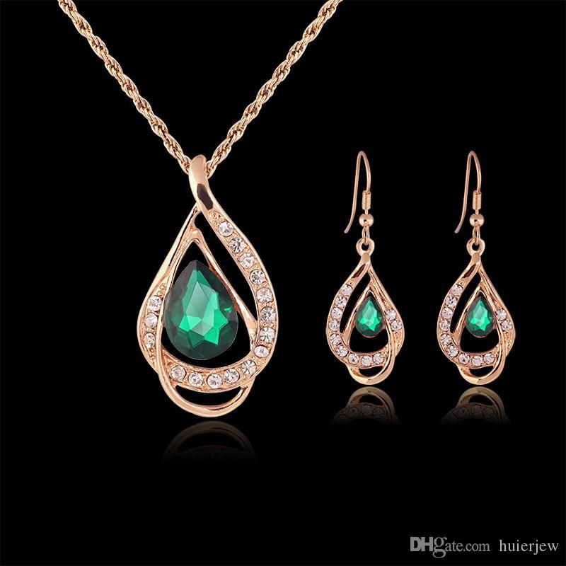 2021 Bridesmaid Jewelry Set Solid Gold Earring Necklace Pendants