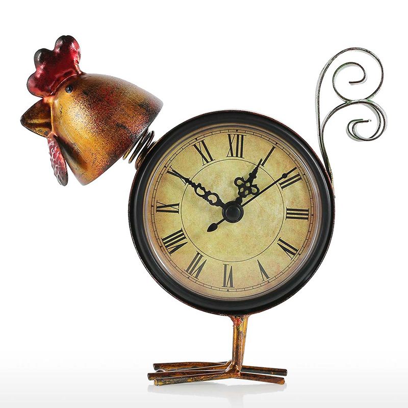 2020 Europe Iron Chicken Model Desk Clock Ornaments Household