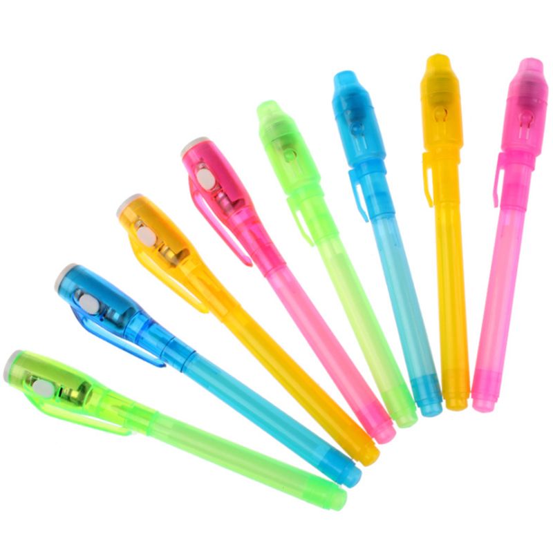 2021 LED Highlighter Pen Magic Invisible Ink Pens 2 In 1 UV Black Light