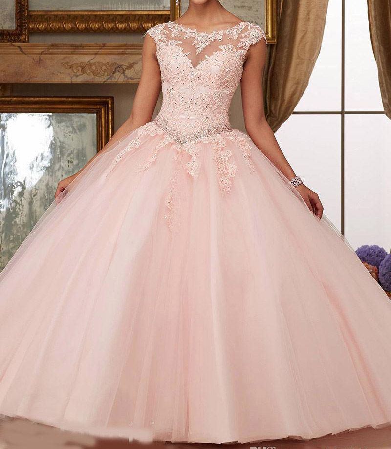 blush pink and gold quinceanera dresses