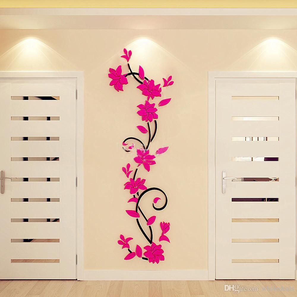 Compre Arte Rose Hermosa Flor De Acrilico 3d Pegatinas De Pared