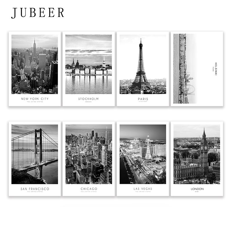 2020 Modern New York London Paris City Wall Art Landscape Posters And Prints Black And White Pictures For Living Room Home Decor From Kuaikey 20 99 Dhgate Com
