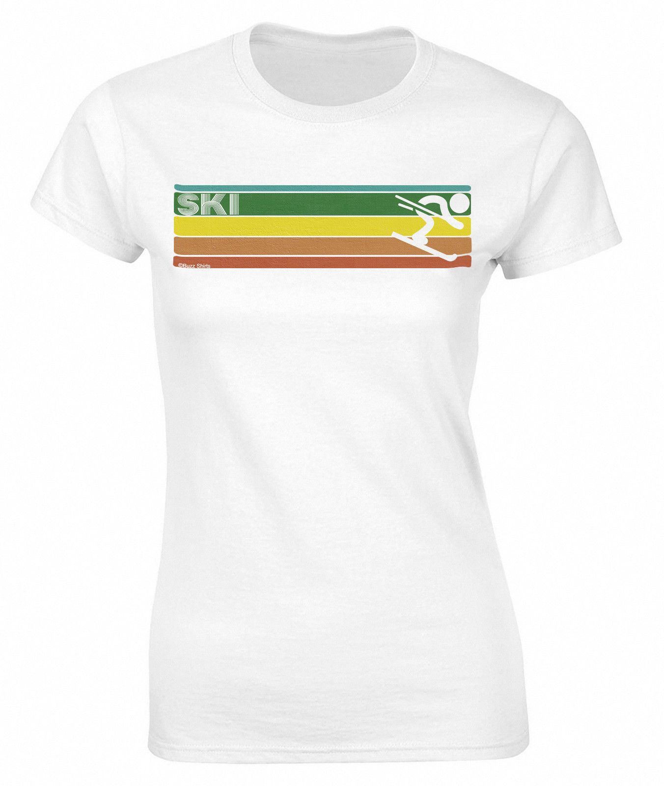 Womens Skiing T-Shirt Snow Skier downhill Winter Sports Tee Shirt