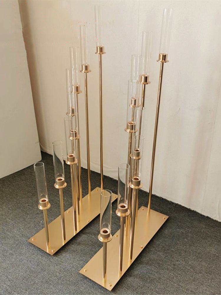 Metal 8 Heads Candelabra Acrylic Candle Holders Wedding Table