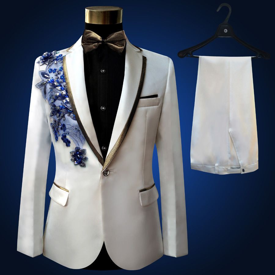 White suit with blue